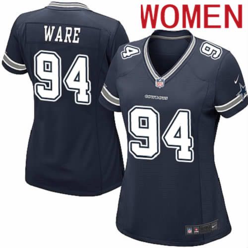 Women Dallas Cowboys 94 DeMarcus Ware Nike Navy Game Team NFL Jersey